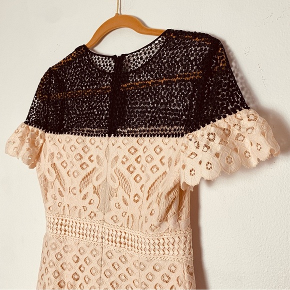 CLUB MONACO Womans Elegant Eyelet Sheath Lace Dress with Ruffle Sleeve Size 4 - Picture 9 of 13